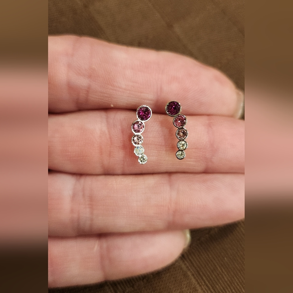 Ombre Pink and Clear Crystal Drop Earrings